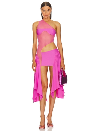 Sketch-Y X Revolve Tricot Mesh Dress in Pink. Size XS. Also in S, M, L, XL.