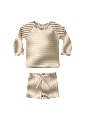 QUINCY MAE Finn Swim Rashguard & Short Set in Brown. Size 12-18M. Also in 18-24M, 2-3yr, 4-5yr.