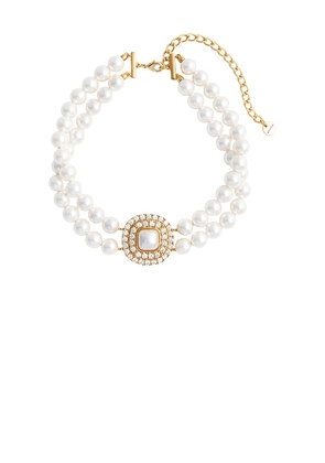 self-portrait Gold Crystal Pearl Choker in Metallic Gold.
