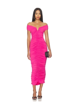 Susana Monaco V-wire Gathered Dress in Pink. Size XS. Also in S, M, XL.