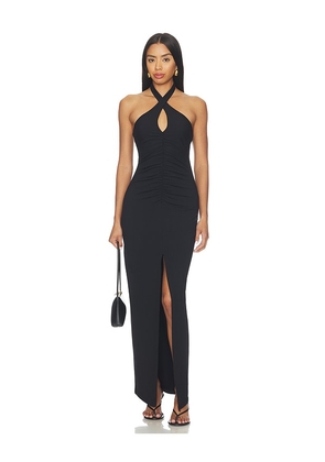 Susana Monaco Cross Front Gathered Front Dress in Black. Size XS. Also in S, M, L.