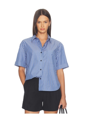 Rag & Bone Connie Short Sleeve Stripe Shirt in Blue. Size XS. Also in S, M.
