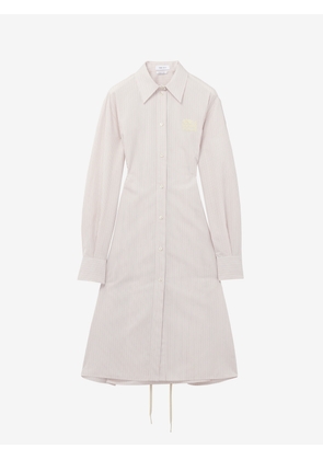 McQueen Pinstriped Shirt Dress - White - Women - 8