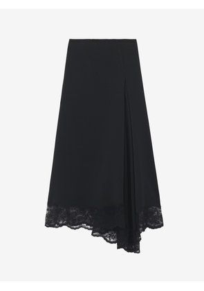 McQueen Lace Hem Asymmetric Midi Skirt - Black - Women - 10