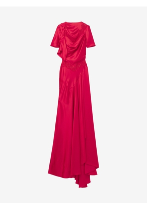 McQueen Lace Trim Evening Dress - Red - Women - 8