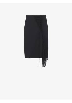 McQueen Corset Lacing Panel Pencil Skirt - Black - Women - 12