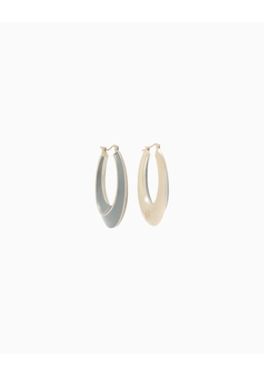 Earrings in tin alloy and brass with enamel