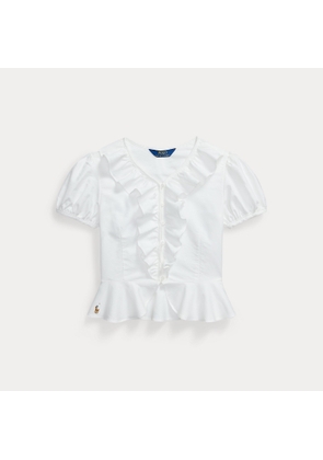Ruffled Cotton Oxford Peplum Top