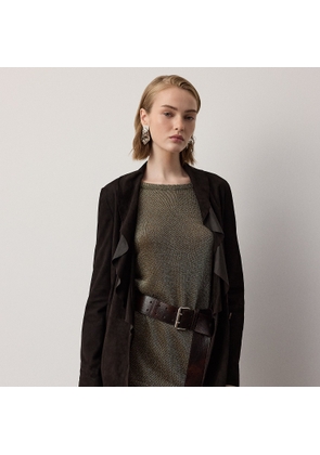 Heddie Ruffle-Trim Lamb-Suede Jacket