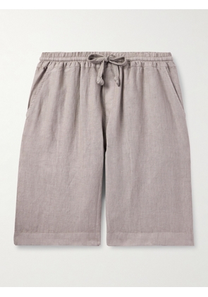 FEDELI - Vico Straight-Leg Linen Drawstring Shorts - Men - Brown - XS