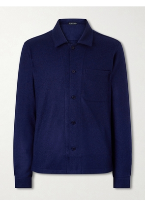 TOM FORD - Logo-Embroidered Cashmere Shirt - Men - Blue - IT 48