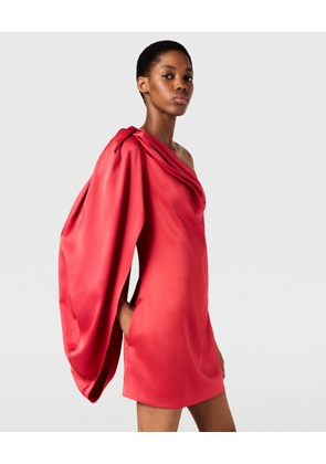 Stella McCartney - One-Shoulder Draped Satin Mini Dress, , Size: 40