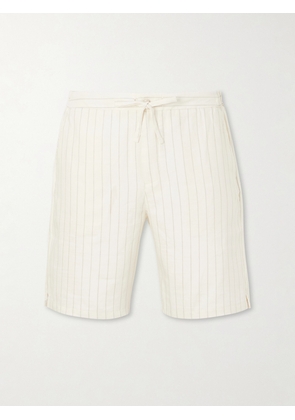 Frescobol Carioca - Straight-Leg Striped Linen and Cotton-Blend Drawstring Shorts - Men - Neutrals - UK/US 30