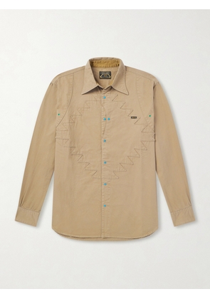 KAPITAL - Thunderbird Panelled Cotton-Twill Shirt - Men - Neutrals - 2
