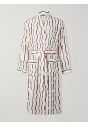 Frescobol Carioca - La Marzocco Striped Belted Tencel® and Linen-Blend Pyjamas - Men - Neutrals - S/M