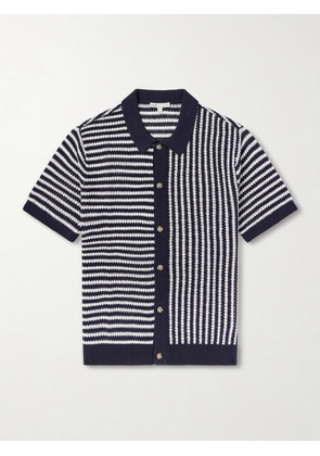 Onia - Striped Knitted Linen Shirt - Men - Blue - S