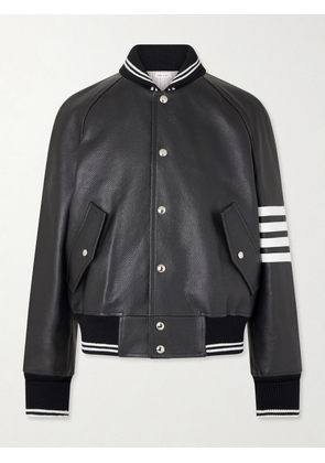 Thom Browne - Oversized Striped Leather Bomber Jacket - Men - Black - 2