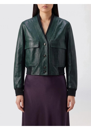 GUCCI Slim Fit Cropped Calfskin Leather Bomber Jacket with Elasticated Trim