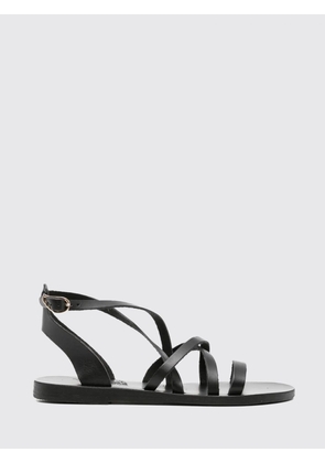 ANCIENT GREEK SANDAL Laminated Leather Flat Sandals with Ankle Strap