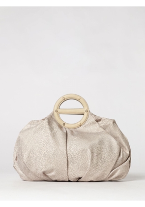 BORBONESE Polka Dot Handbag in Recycled Nylon with Double Leather Handle