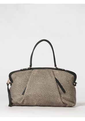 BORBONESE Frame Polka Dot Recycled Nylon Boston Bag with Leather Details