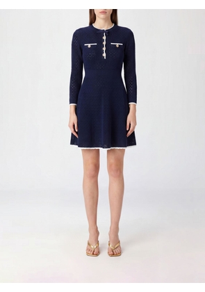 SELF-PORTRAIT Long-Sleeved Viscose Knit Mini Dress with a Slim Fit