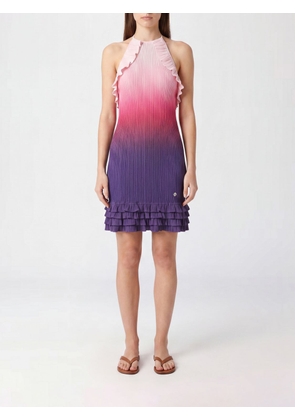 CASABLANCA Ribbed Jersey Mini Sheath Dress with Halter Neck and Ruffles