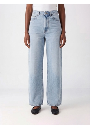 FIORUCCI High-Waisted Wide Leg Jeans in Light Blue Cotton Denim