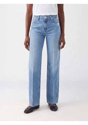 PAIGE High-Waisted Straight Leg Jeans in Cotton and Lyocell Denim