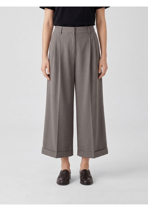THE ROGER Cropped Wide-Leg Wool Trousers with Mid-Rise Waist
