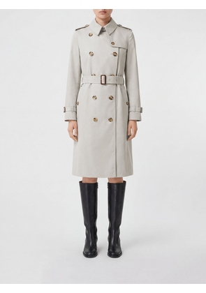 BURBERRY Knee-Length Double-Breasted Cotton Trench Coat with Adjustable Belt