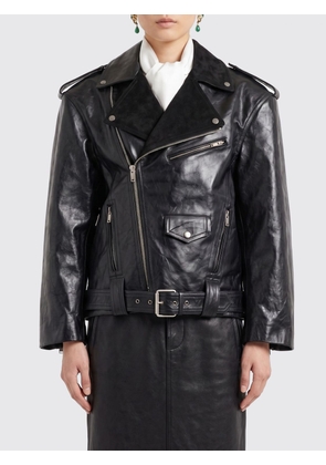SAINT LAURENT Smooth Calfskin Biker Jacket with Asymmetric Zip