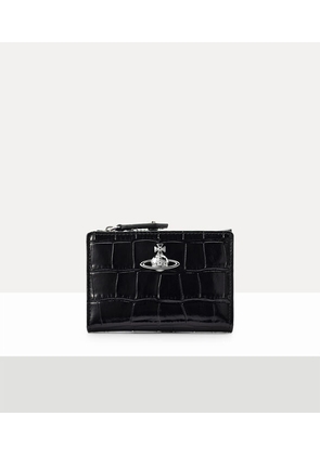 Vivienne Westwood Slim Flap Card Holder Emboss Croc Leather Black One Size Women