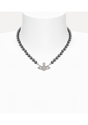 Vivienne Westwood Mini Bas Relief Pearl Choker Platinum-labrador-crystal-dark-grey-pearl Platinum-labrador-crystal-dark-grey-pearl Women