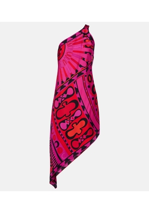 Pucci Soleil asymmetric silk twill midi dress