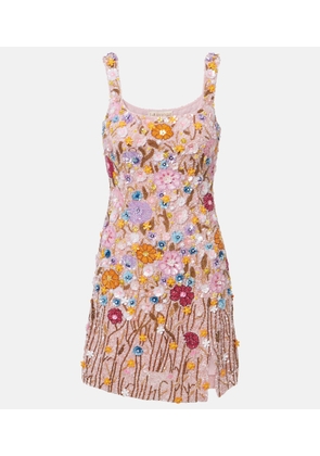 La Fuori Embellished floral-applique minidress