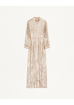 Valentino Embroidered Chiffon Dress Woman SILVER/PINK 36