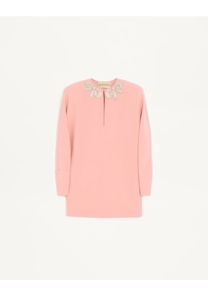 Valentino Embroidered Cady Couture Short Dress Woman PINK/SILVER 36