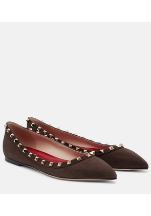 Valentino Garavani Rockstud suede ballet flats
