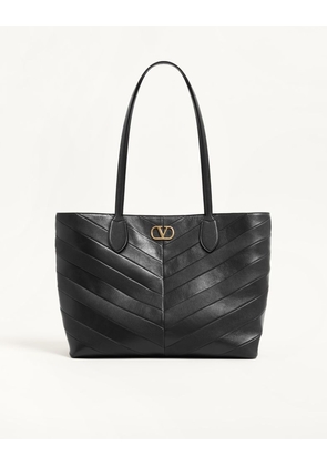 Valentino Garavani Valentino Garavani Jean Medium Shopping Bag in Nappa with Chevron Motif Woman BLACK UNI