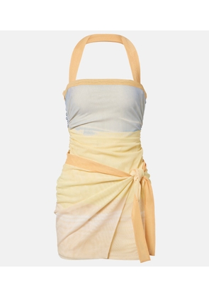 SIR Printed halterneck mesh minidress