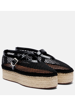 Alaia Fishnet leather-trimmed espadrilles