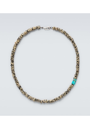 Ileana Makri 9kt white gold beaded necklace with quartzes and turquoises