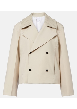 Bottega Veneta Intrecciato striped wool and cotton peacoat