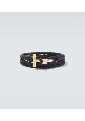 Tom Ford T braided leather bracelet
