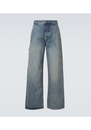 Loewe Suede-trimmed straight jeans