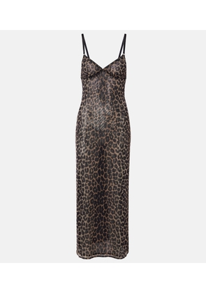 Saint Laurent Leopard-print tulle slip dress