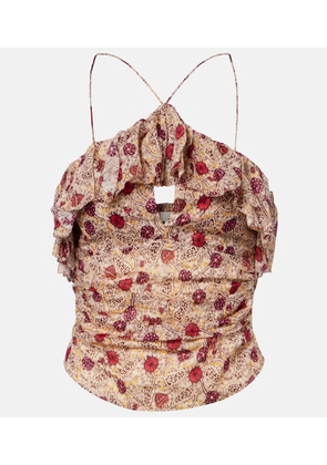 Marant Etoile Dijimia printed ruffled cotton top