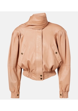 Chloe Scarf-detail cropped leather jacket