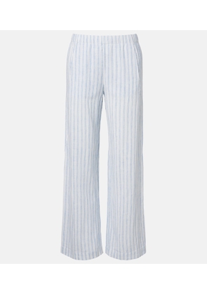 Velvet Evony striped cotton and linen wide-leg pants